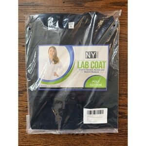 Women's NY Threads Black Lab Coat Poly Cotton Size XS Medical Students, Nurses